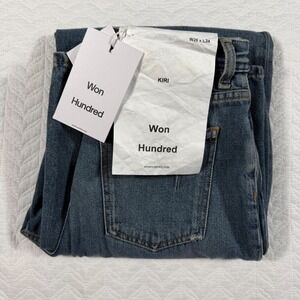 Won Hundred Kiri Jeans Women 26x32 Blue Wide Leg High Rise Made in Italy NWT